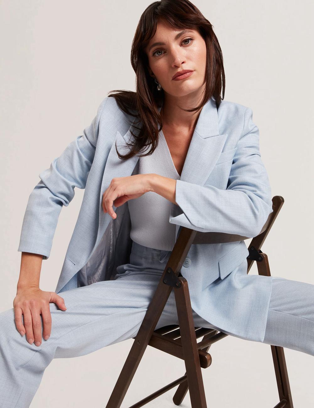 Women Ted Baker CARNI - Relaxed Tailored Single Breasted Blazers Blue | Egypt  QRWIT-7613