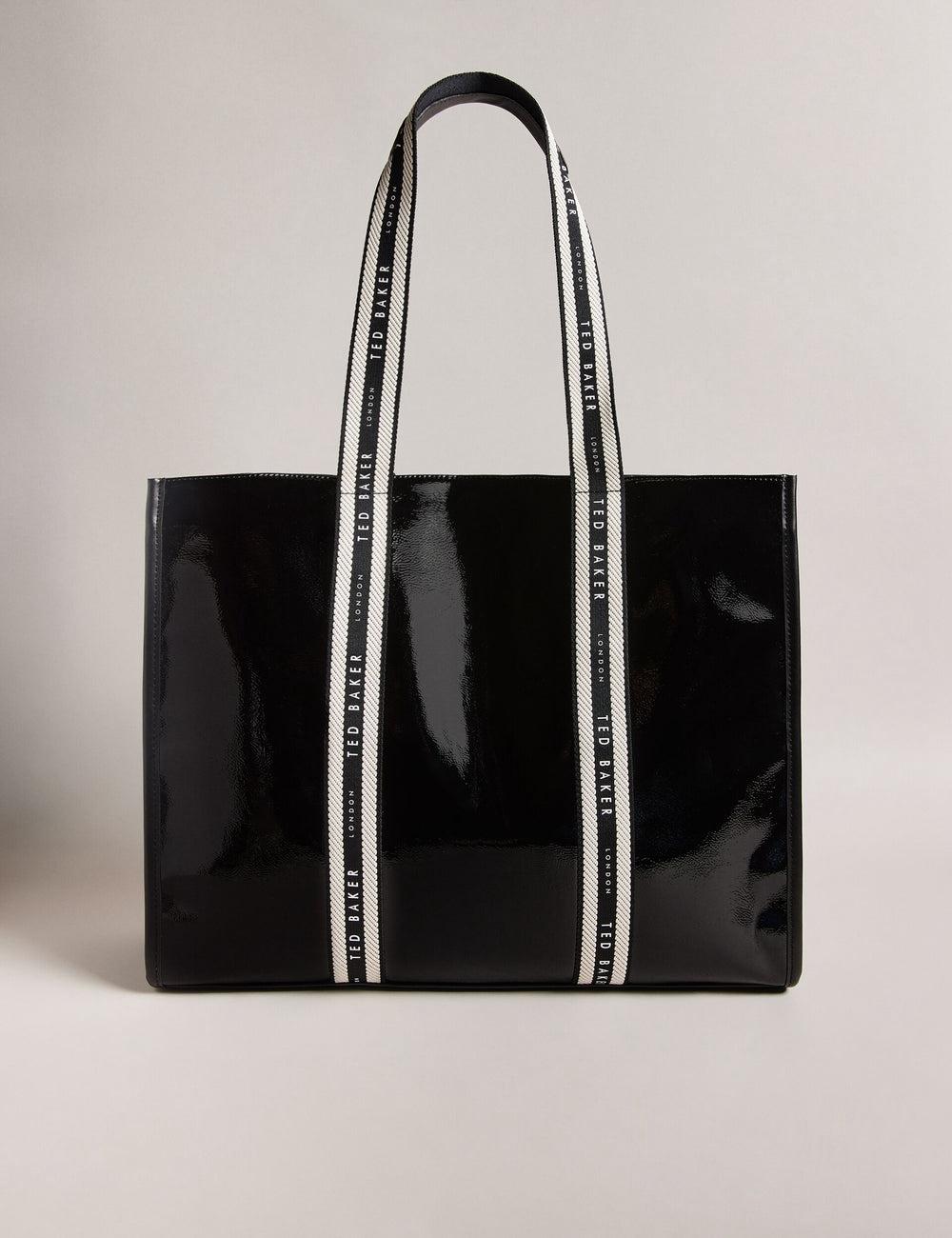 Women Ted Baker CELINIE - Branded Webbing Faux Leather Tote Bags Black | Egypt  TKVAW-4503