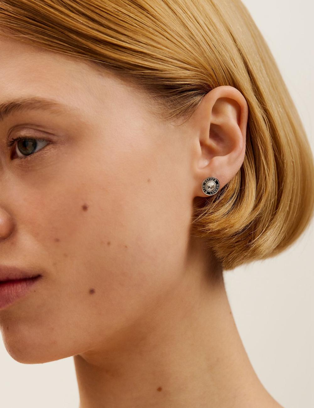Women Ted Baker CHERELLE - Branded Crystal Button Stud Earrings Silver | Egypt  UFMLH-6392