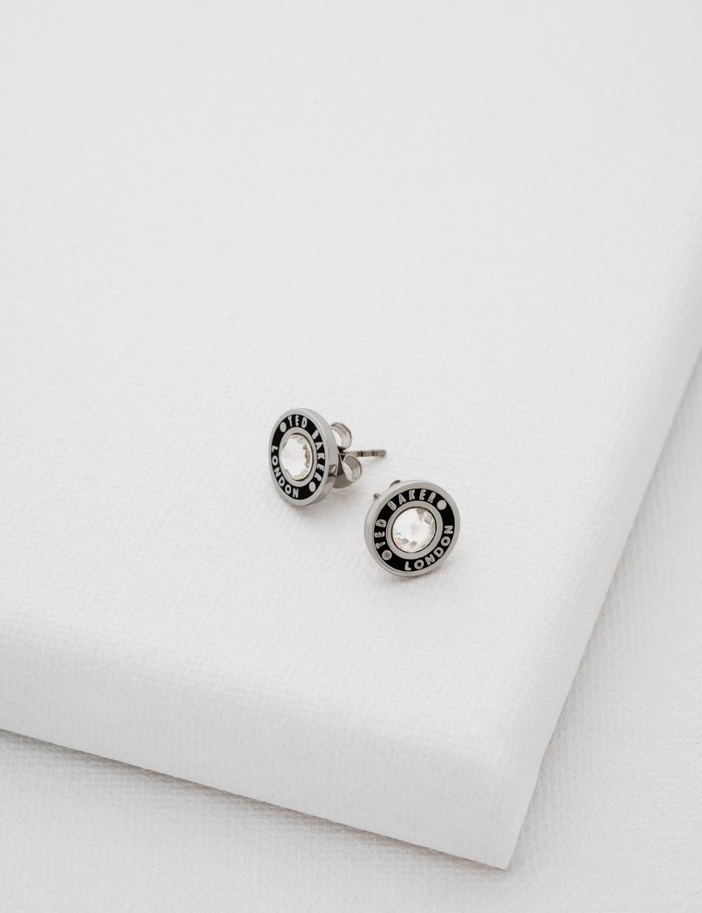 Women Ted Baker CHERELLE - Branded Crystal Button Stud Earrings Silver | Egypt  UFMLH-6392
