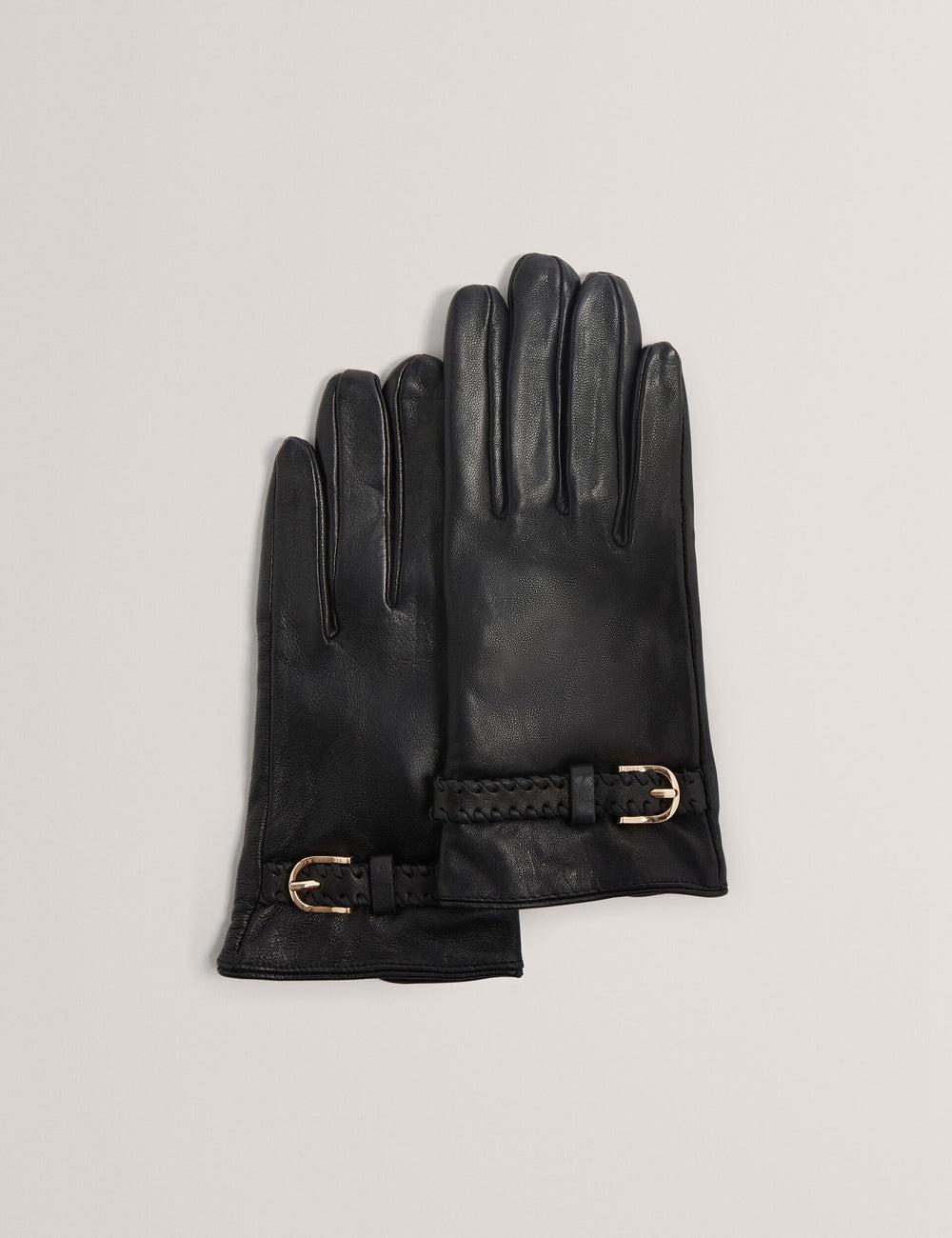 Women Ted Baker CLAIREL - Buckle Cuff Leather Gloves Black | Egypt  WNUYO-0526