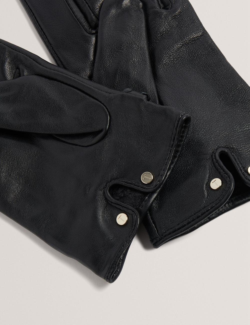 Women Ted Baker CLAIREL - Buckle Cuff Leather Gloves Black | Egypt  WNUYO-0526