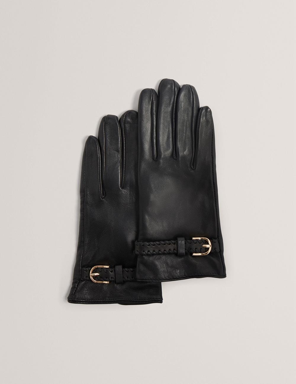 Women Ted Baker CLAIREL - Buckle Cuff Leather Gloves Black | Egypt  WNUYO-0526
