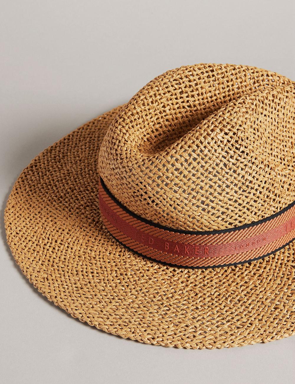Women Ted Baker CLAIRIE - Straw Webbing Trim Fedora Hats Ecru | Egypt  NRMZK-7895