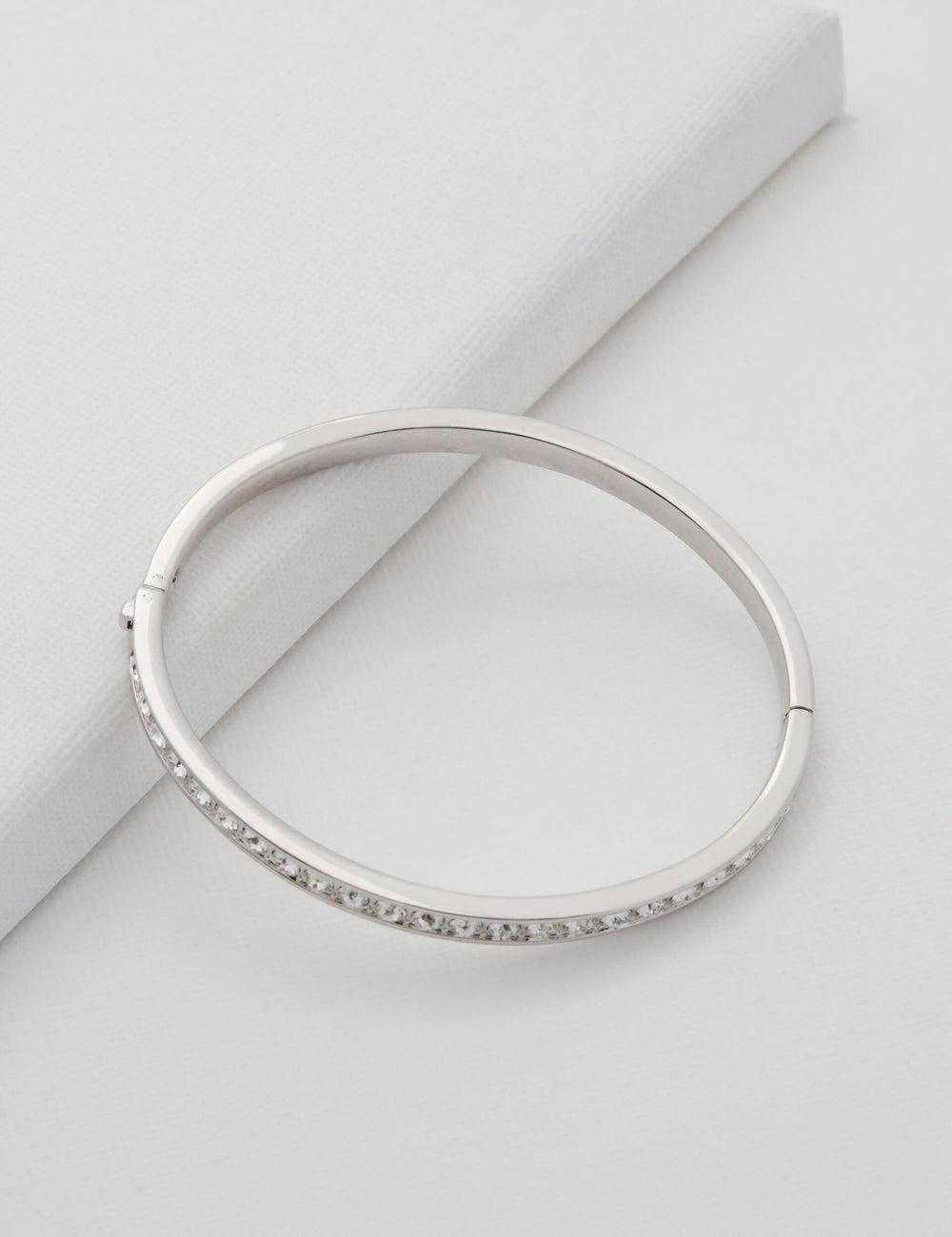 Women Ted Baker CLEMARA - Crystal Hinge Bangle Bracelets Silver | Egypt  CZWMD-6508