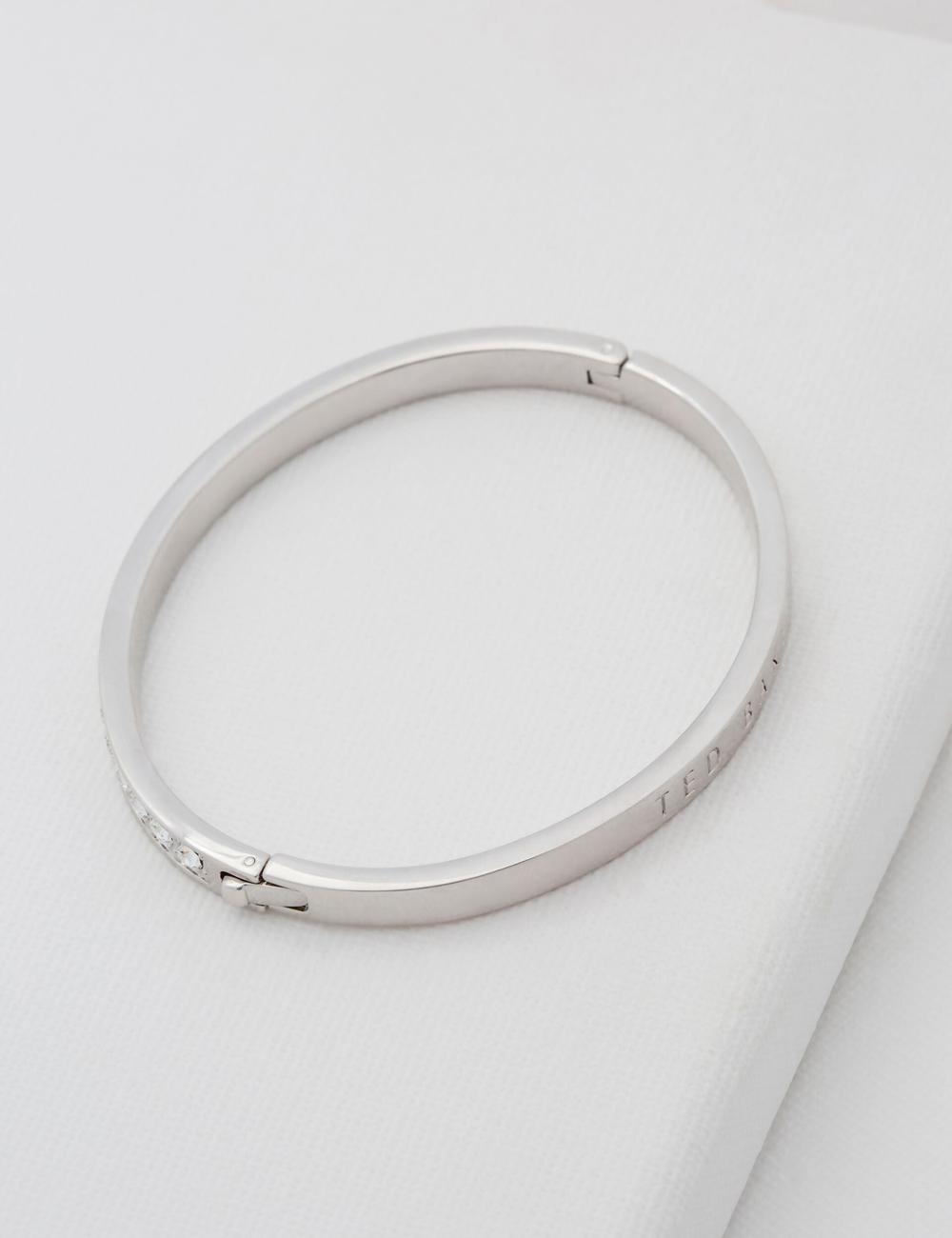 Women Ted Baker CLEMARA - Crystal Hinge Bangle Bracelets Silver | Egypt  CZWMD-6508