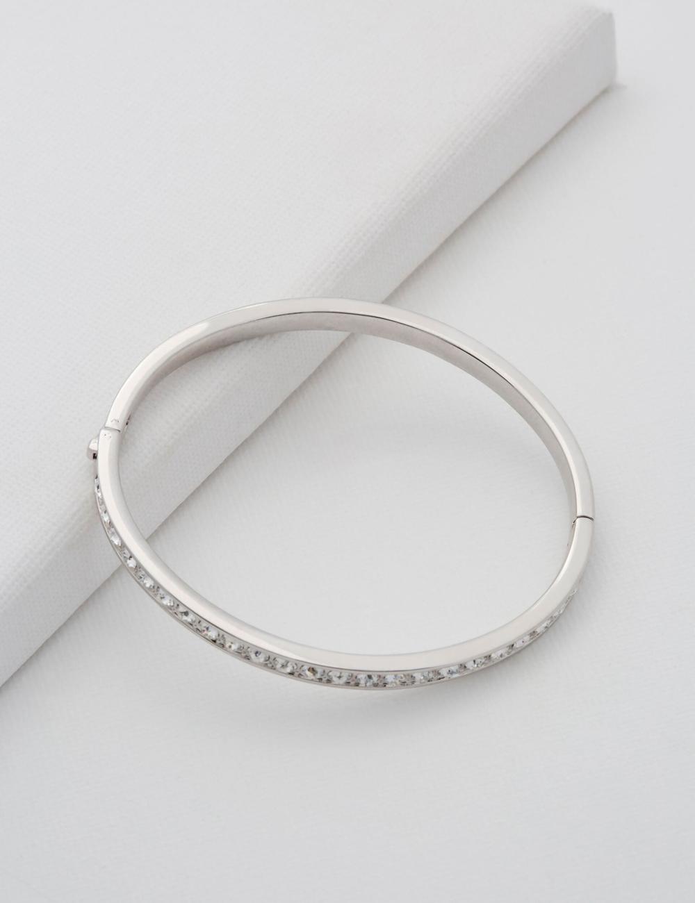 Women Ted Baker CLEMARA - Crystal Hinge Bangle Bracelets Silver | Egypt  CZWMD-6508