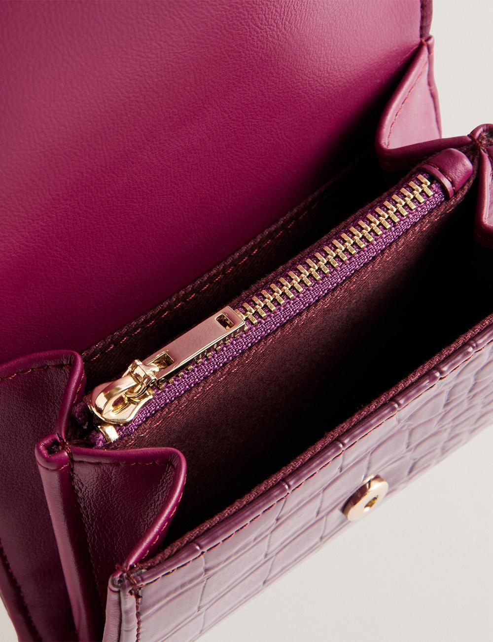 Women Ted Baker CONILYA - Croc Texture Fold Over Coin Purses Maroon | Egypt  GMYTC-8791
