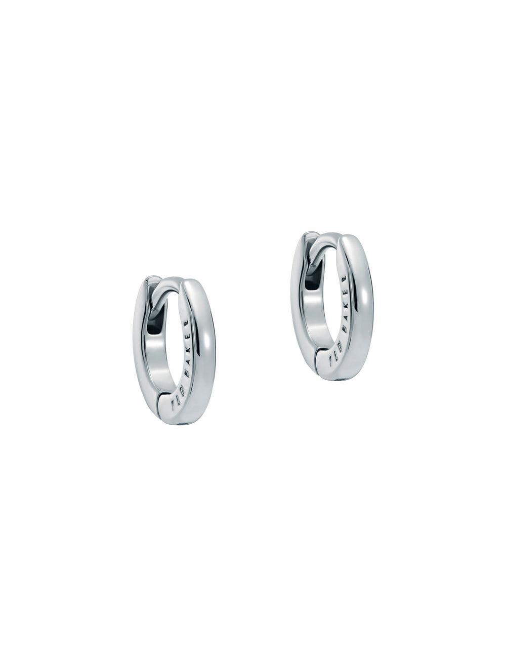 Women Ted Baker CRISETE - Engraved Logo Huggie Hoop Earrings Silver | Egypt  VOCSJ-7154
