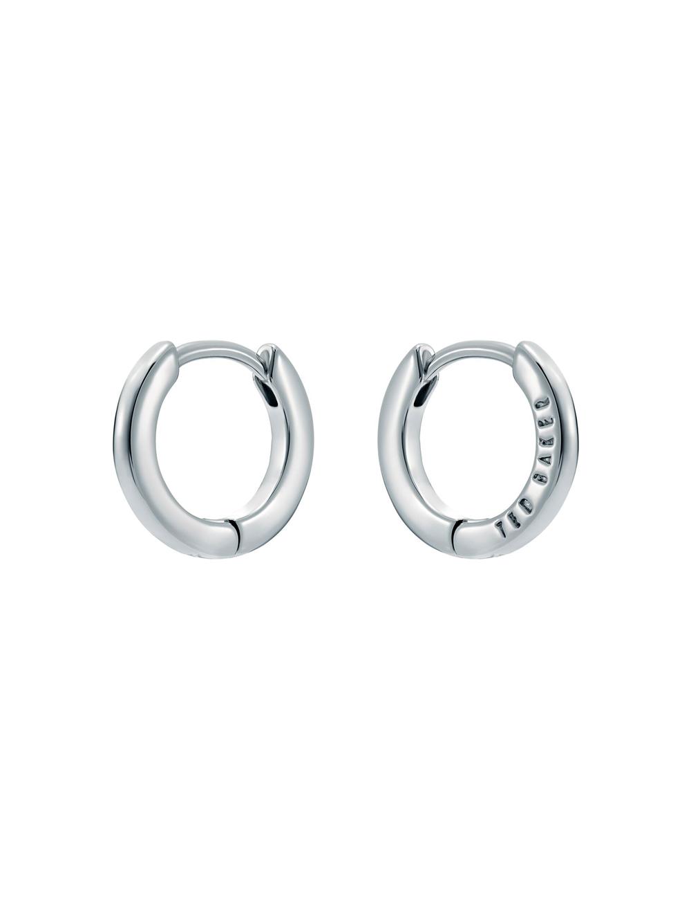 Women Ted Baker CRISLIE - Engraved Logo Small Hoop Earrings Silver | Egypt  YCQBL-2651
