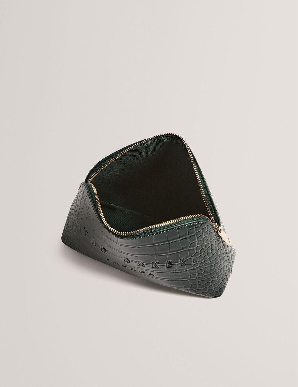 Women Ted Baker CROCALA - Croc Effect Faux Leather Make-Up Bags Mid-Green | Egypt  SMOWZ-4163