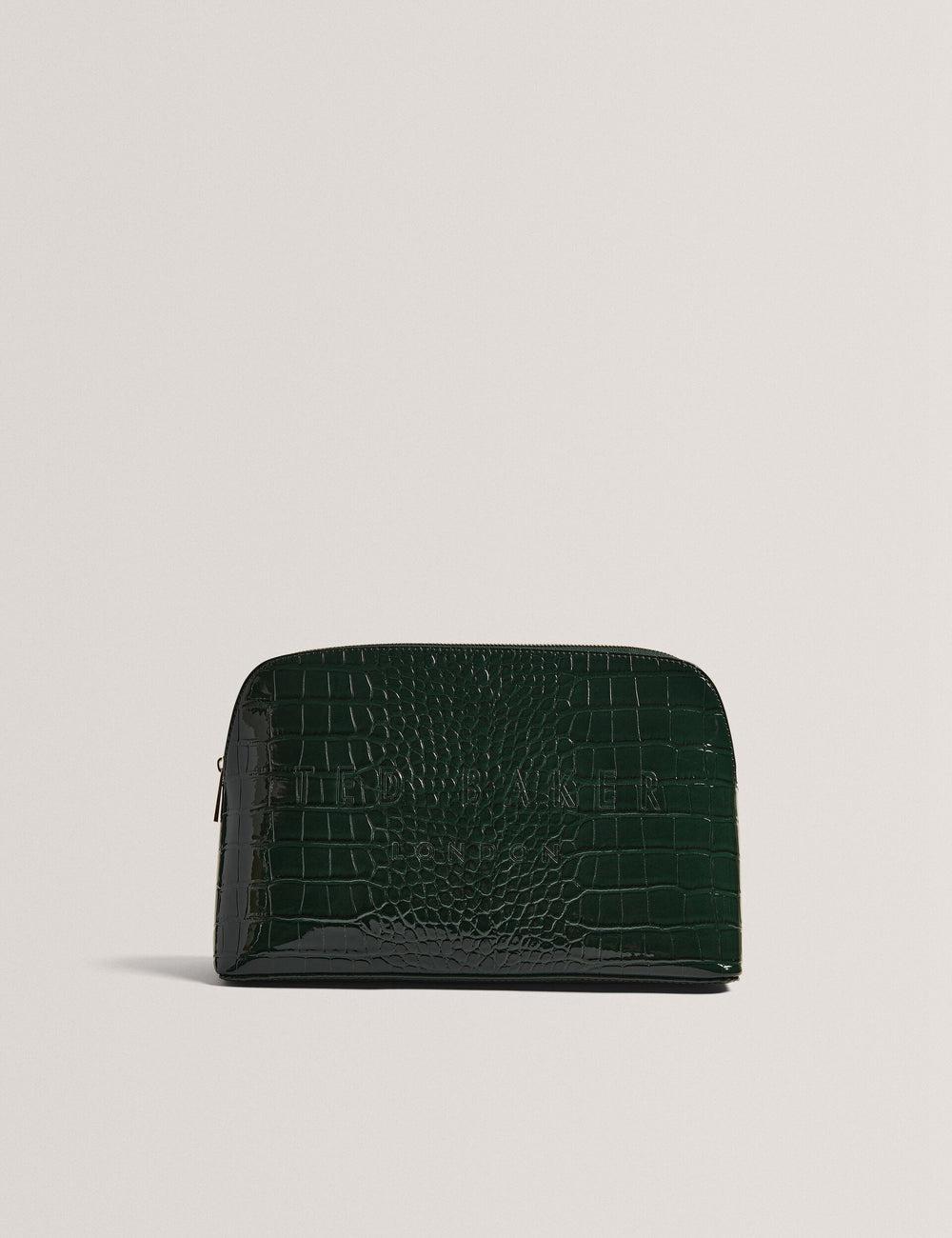 Women Ted Baker CROCANA - Croc Texture Faux Leather Wash Bags Mid-Green | Egypt  LDMTW-9234