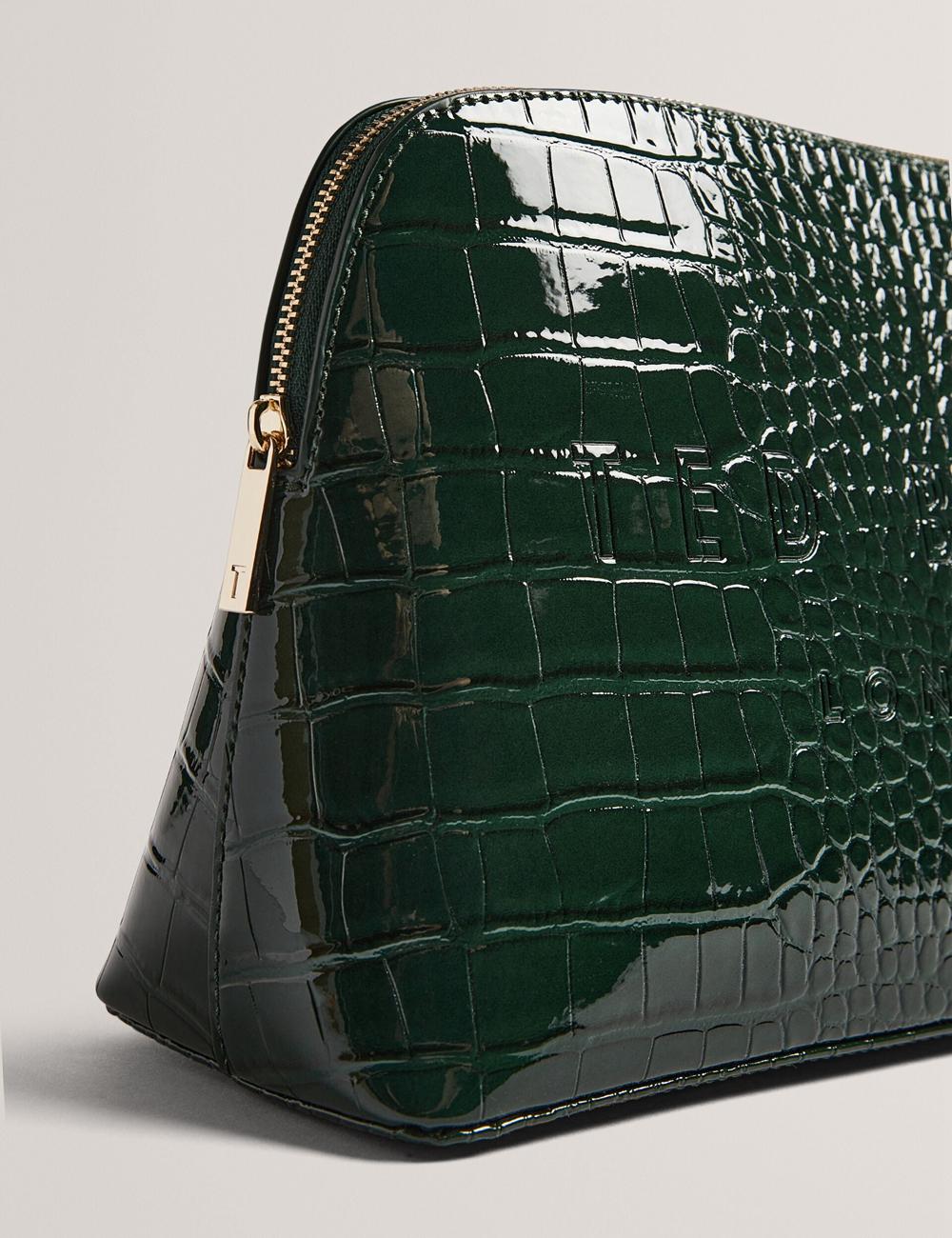 Women Ted Baker CROCANA - Croc Texture Faux Leather Wash Bags Mid-Green | Egypt  LDMTW-9234