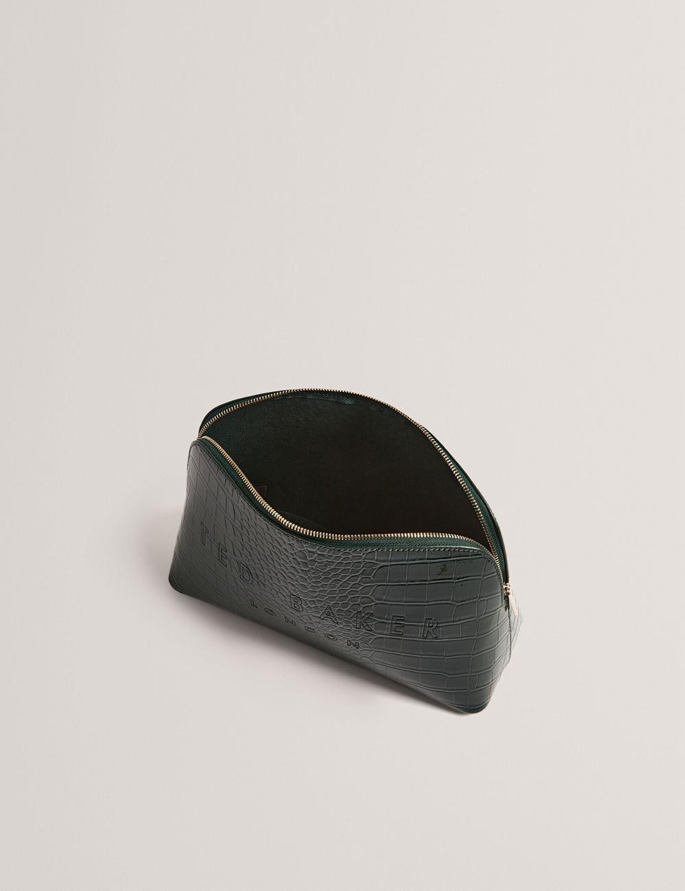 Women Ted Baker CROCANA - Croc Texture Faux Leather Wash Bags Mid-Green | Egypt  LDMTW-9234