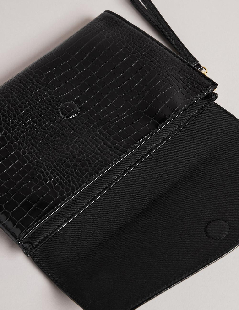 Women Ted Baker CROCEY - Croc Effect PU Envelope Clutch Clutch Bags Black | Egypt  RIBKX-2596