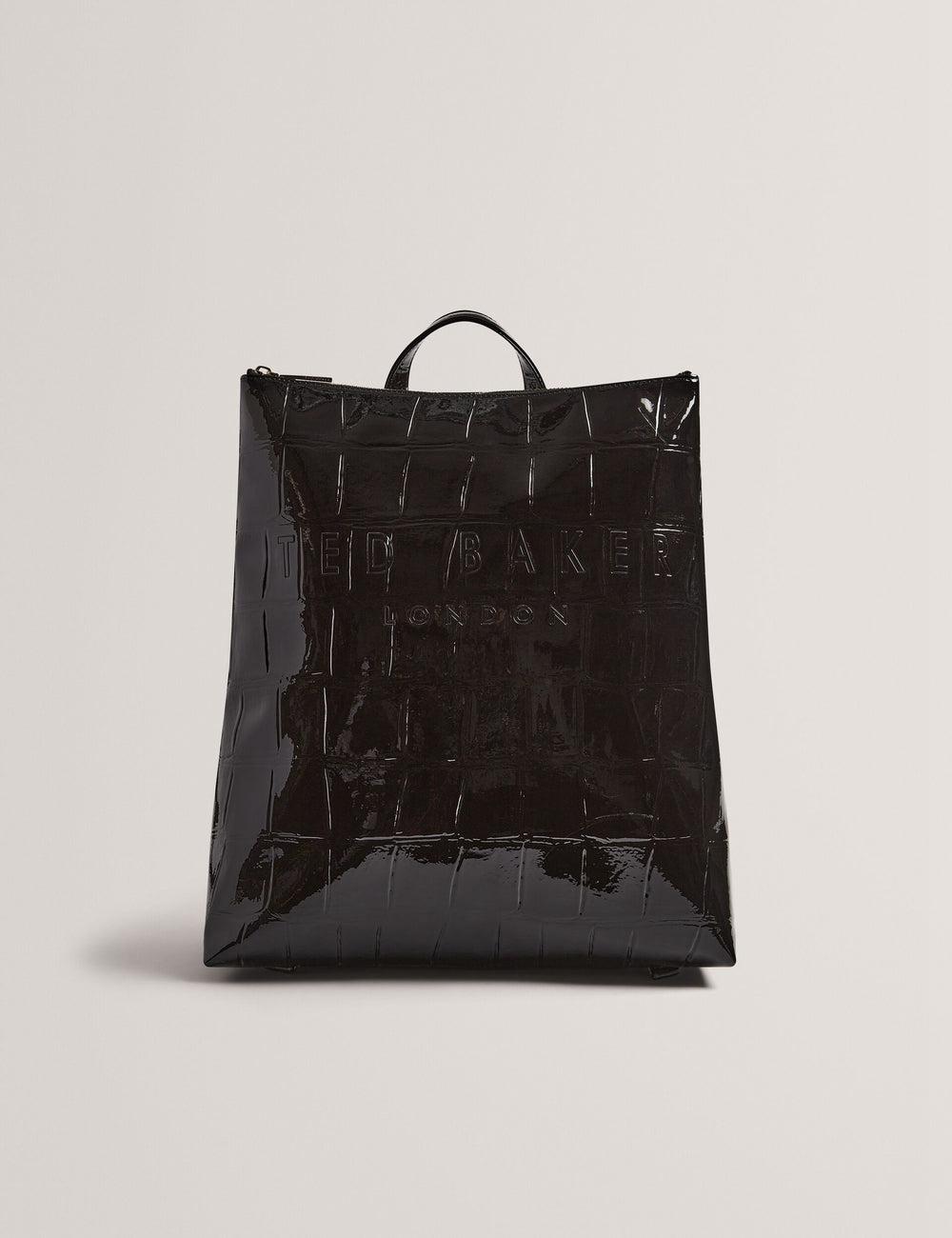 Women Ted Baker CROCLEE - Croc Effect Faux Leather Backpack Backpacks Black | Egypt  XNTLR-6197