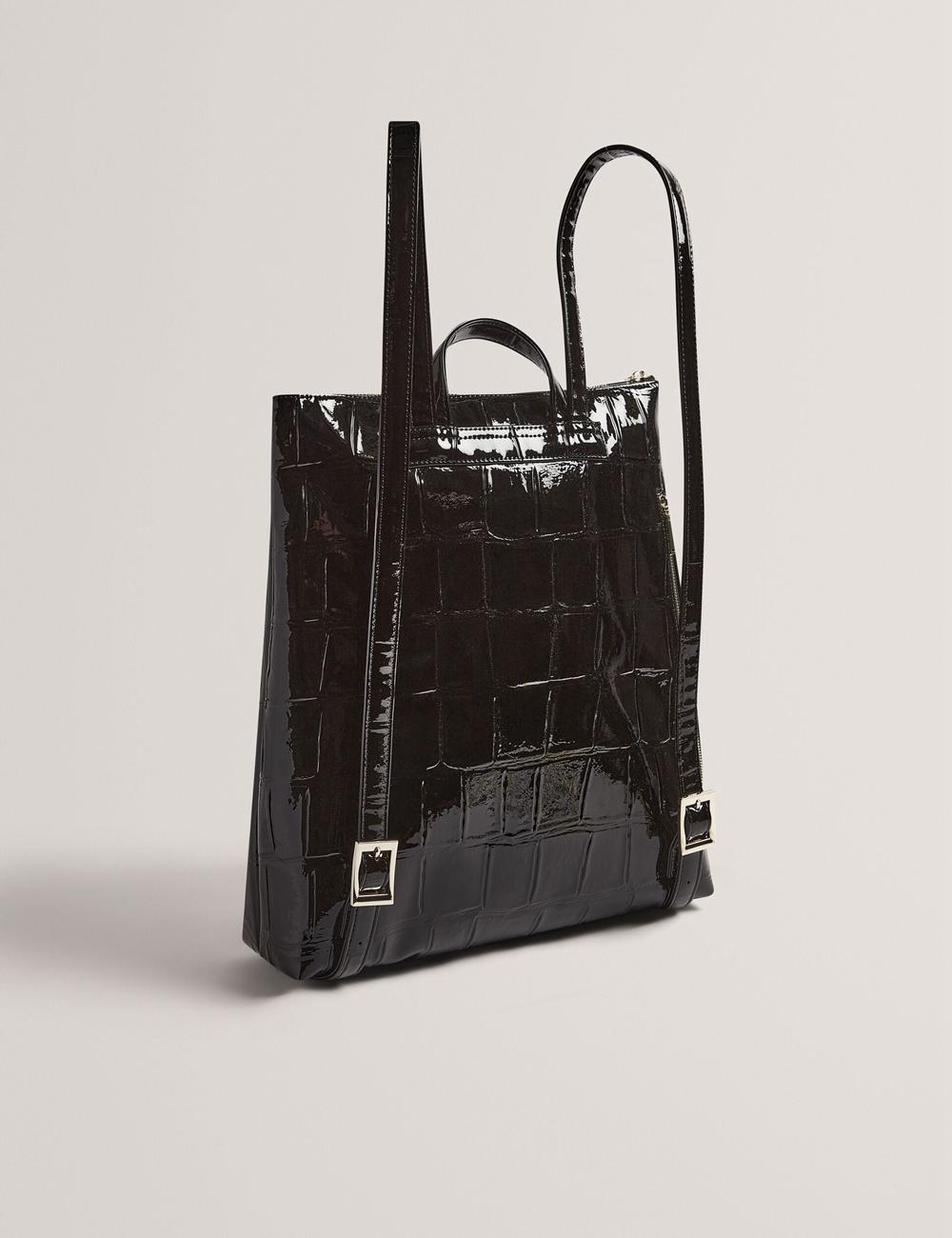 Women Ted Baker CROCLEE - Croc Effect Faux Leather Backpack Backpacks Black | Egypt  XNTLR-6197