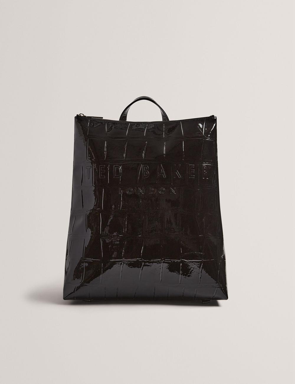Women Ted Baker CROCLEE - Croc Effect Faux Leather Backpack Backpacks Black | Egypt  XNTLR-6197