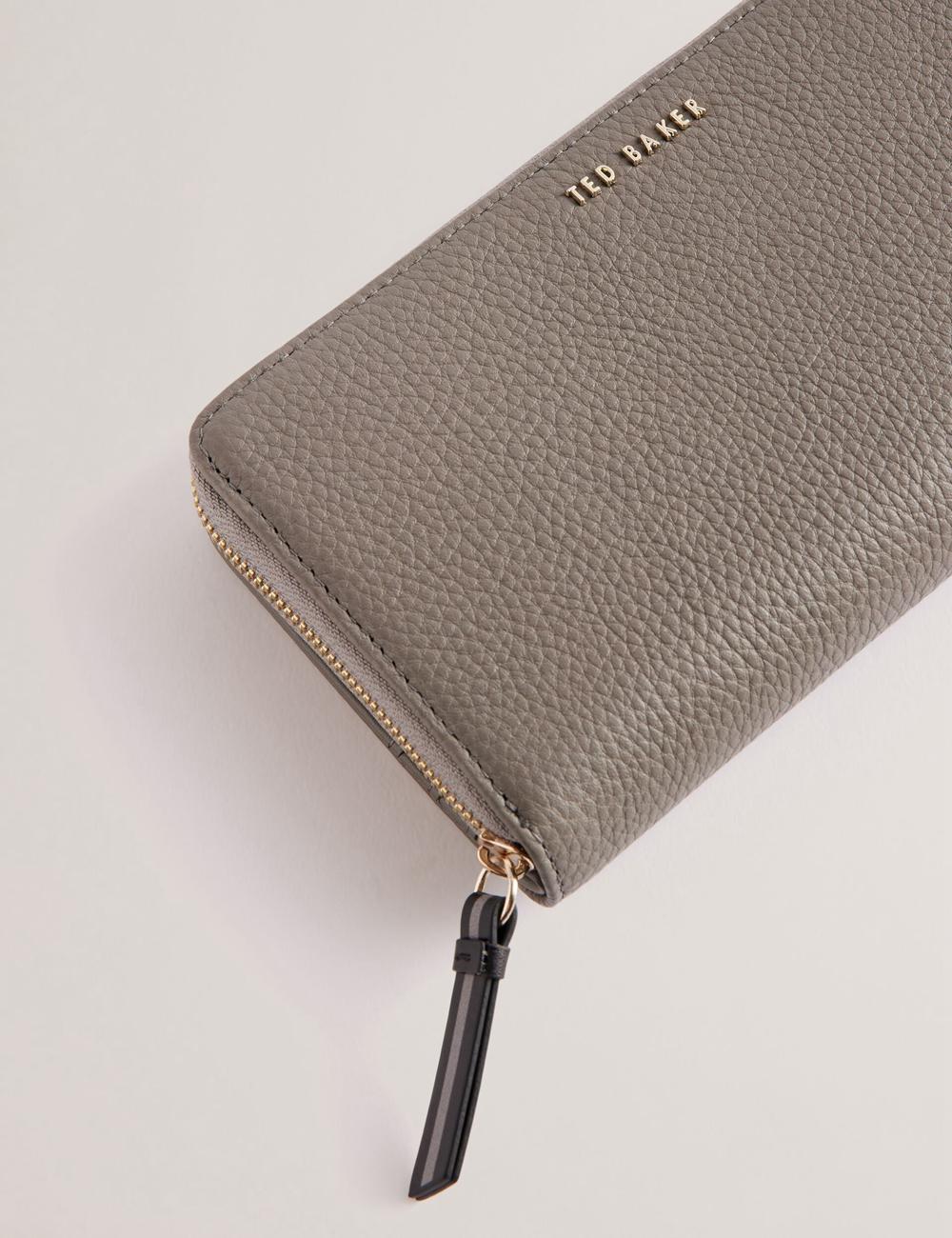 Women Ted Baker DALIEA - Large Textured Leather Zip Around Purses Mid-Grey | Egypt  JOZGU-2683