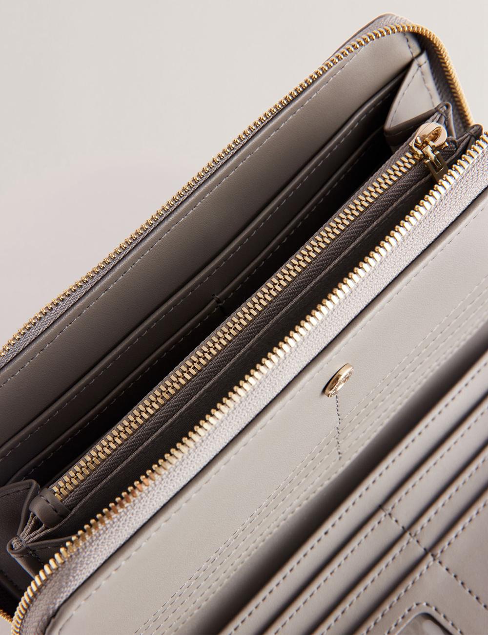 Women Ted Baker DALIEA - Large Textured Leather Zip Around Purses Mid-Grey | Egypt  JOZGU-2683