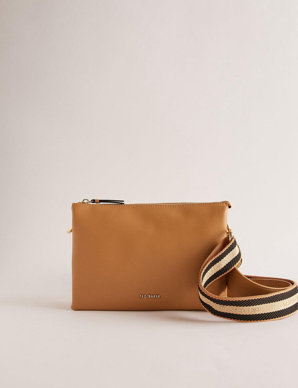 Women Ted Baker DARCEYY - Leather With Webbing Strap Crossbody Bags Taupe | Egypt  UIFQP-1368