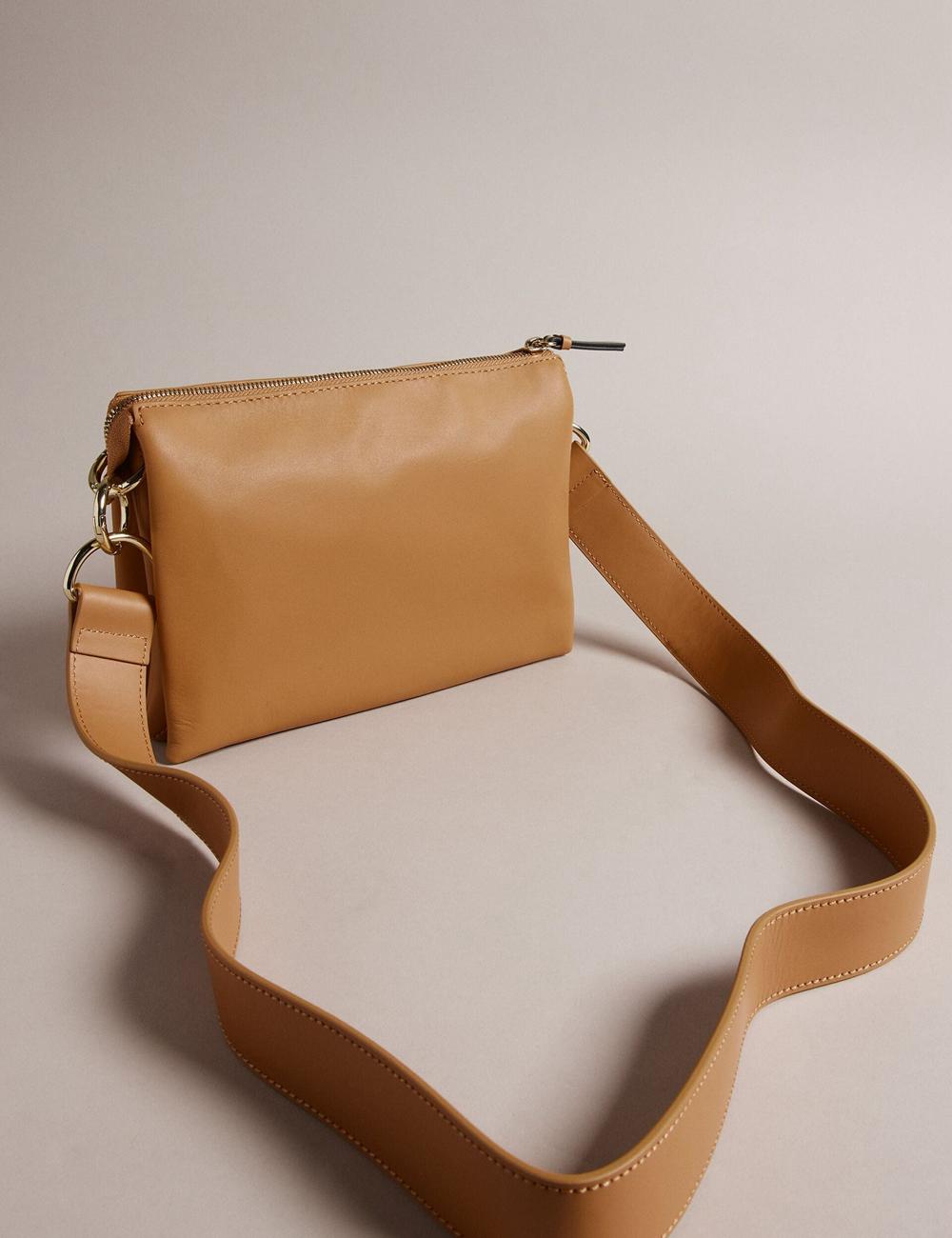 Women Ted Baker DARCEYY - Leather With Webbing Strap Crossbody Bags Taupe | Egypt  UIFQP-1368