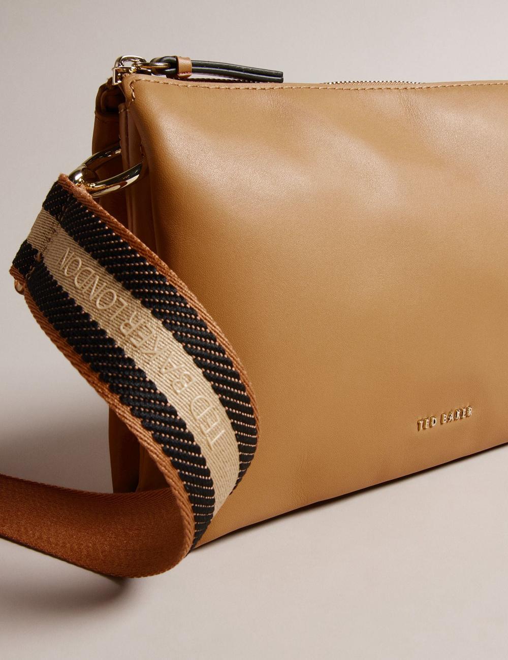 Women Ted Baker DARCEYY - Leather With Webbing Strap Crossbody Bags Taupe | Egypt  UIFQP-1368
