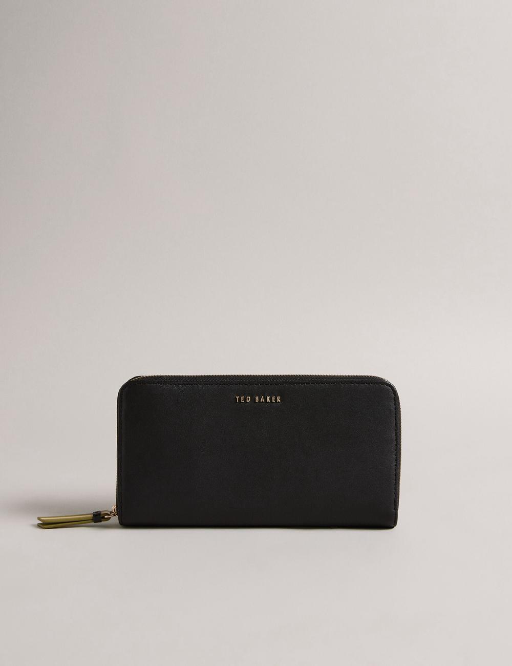 Women Ted Baker DARCIEA - Smooth Leather Zip Around Large Purses Black | Egypt  NZCJT-9510