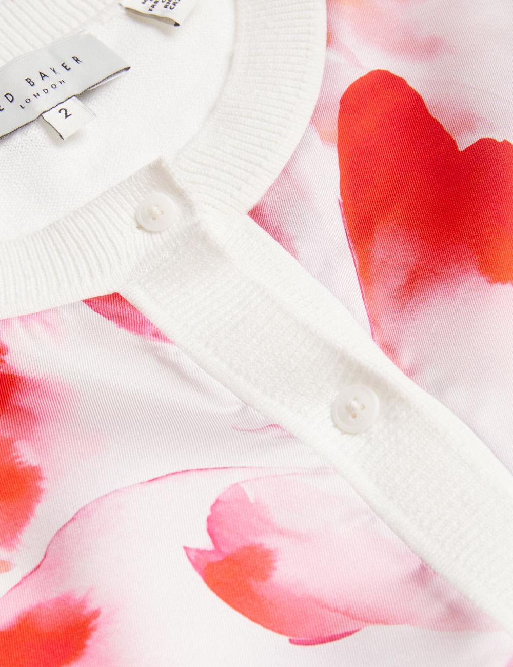 Women Ted Baker DARCIYY - Printed Front 3/4 Sleeve Cardigans Ivory | Egypt  MVUXQ-6974