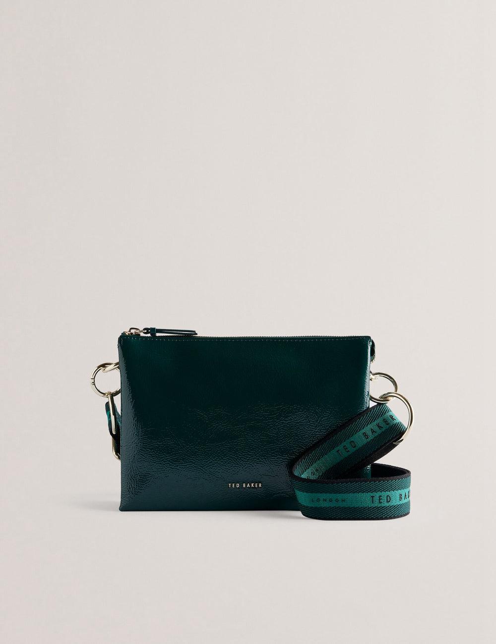 Women Ted Baker DAWCEY - Crinkled Patent Leather Crossbody Bags Mid-Green | Egypt  HMEUT-1683
