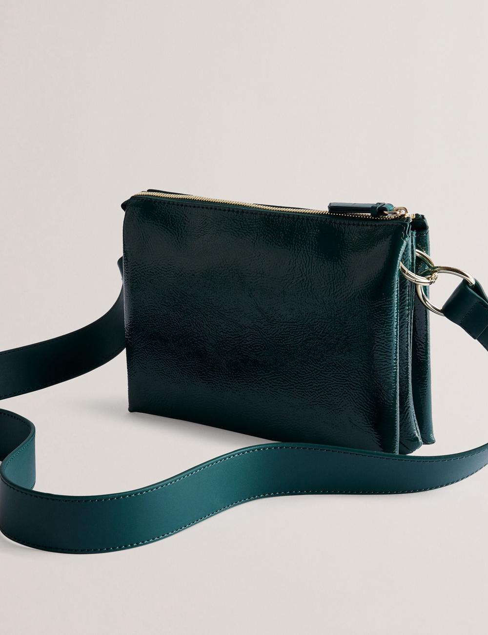 Women Ted Baker DAWCEY - Crinkled Patent Leather Crossbody Bags Mid-Green | Egypt  HMEUT-1683