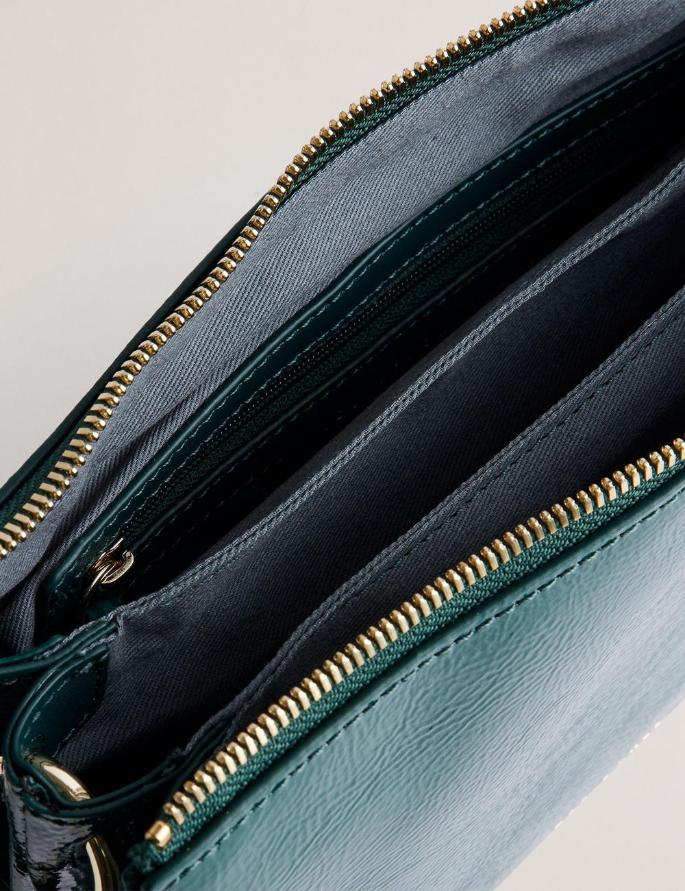 Women Ted Baker DAWCEY - Crinkled Patent Leather Crossbody Bags Mid-Green | Egypt  HMEUT-1683