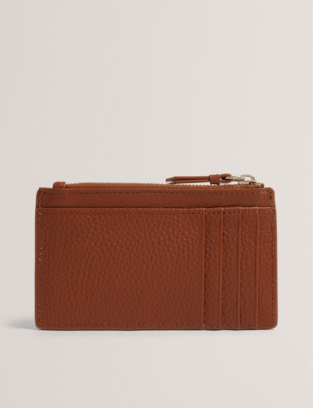 Women Ted Baker DELFIE - Textured Leather Zipped Card Holder Cardholders Brown | Egypt  VSUNQ-3691