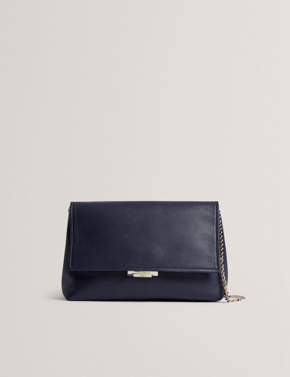 Women Ted Baker DEMAE - Leather Fold Over Chain Shoulder Bags Navy | Egypt  WRVHP-8716