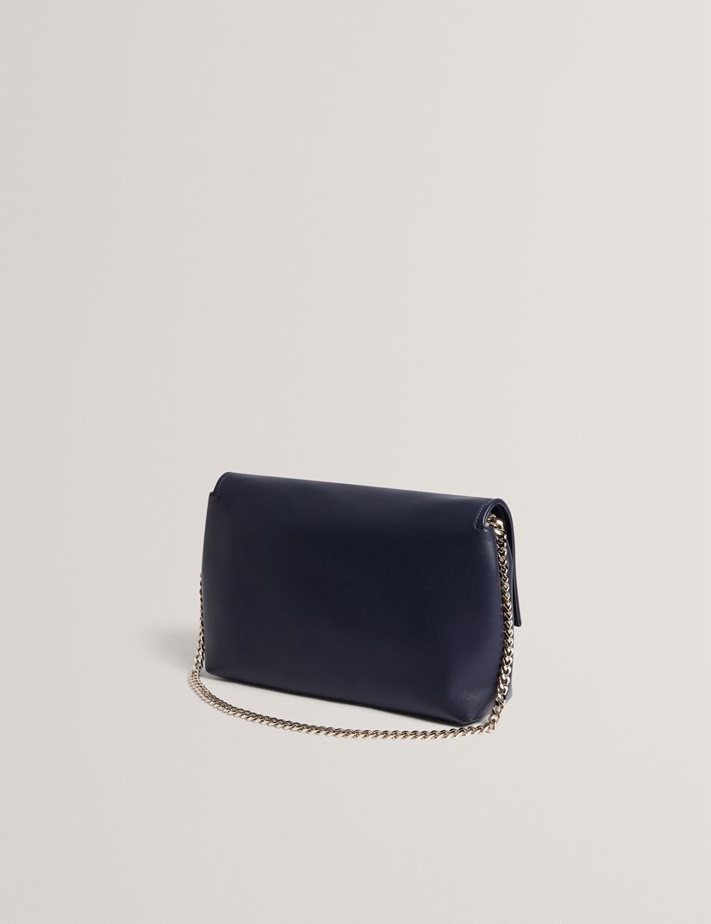 Women Ted Baker DEMAE - Leather Fold Over Chain Shoulder Bags Navy | Egypt  WRVHP-8716