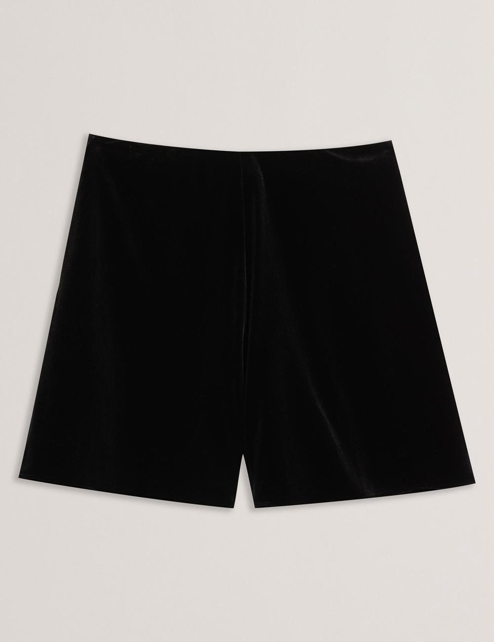 Women Ted Baker DURVLA - Velvet High Waisted Wide Leg Shorts Black | Egypt  SKYDB-4751