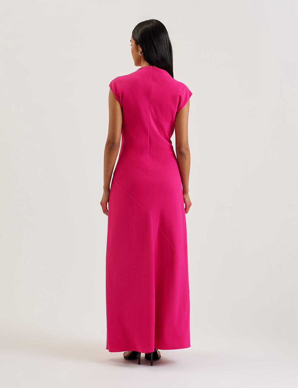 Women Ted Baker EREAS - Drape Neckline Cap Sleeve Maxi Dresses Pink | Egypt  MSRGK-3480