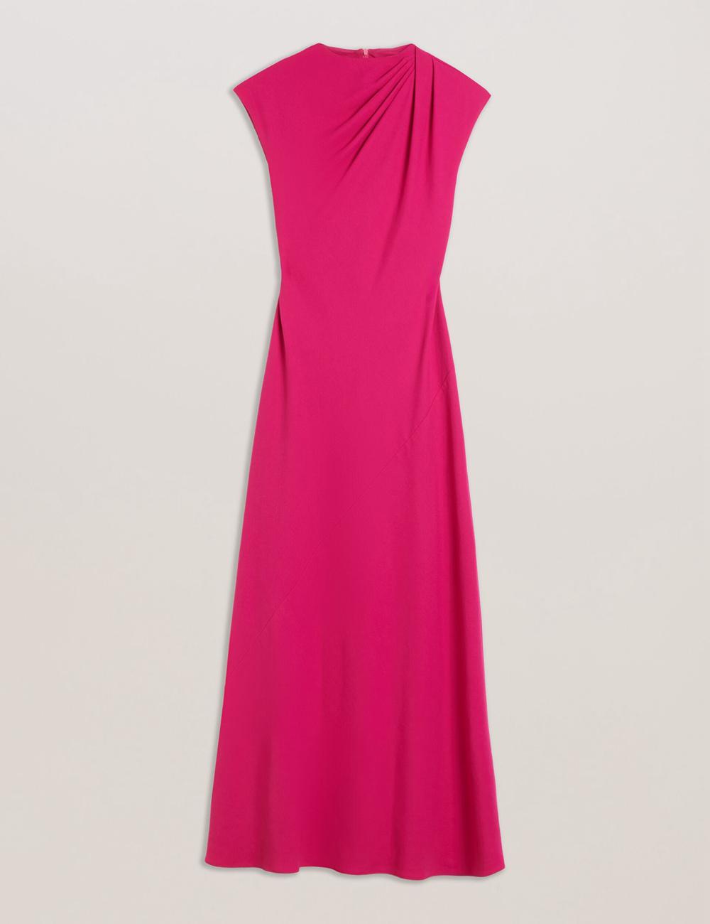 Women Ted Baker EREAS - Drape Neckline Cap Sleeve Maxi Dresses Pink | Egypt  MSRGK-3480