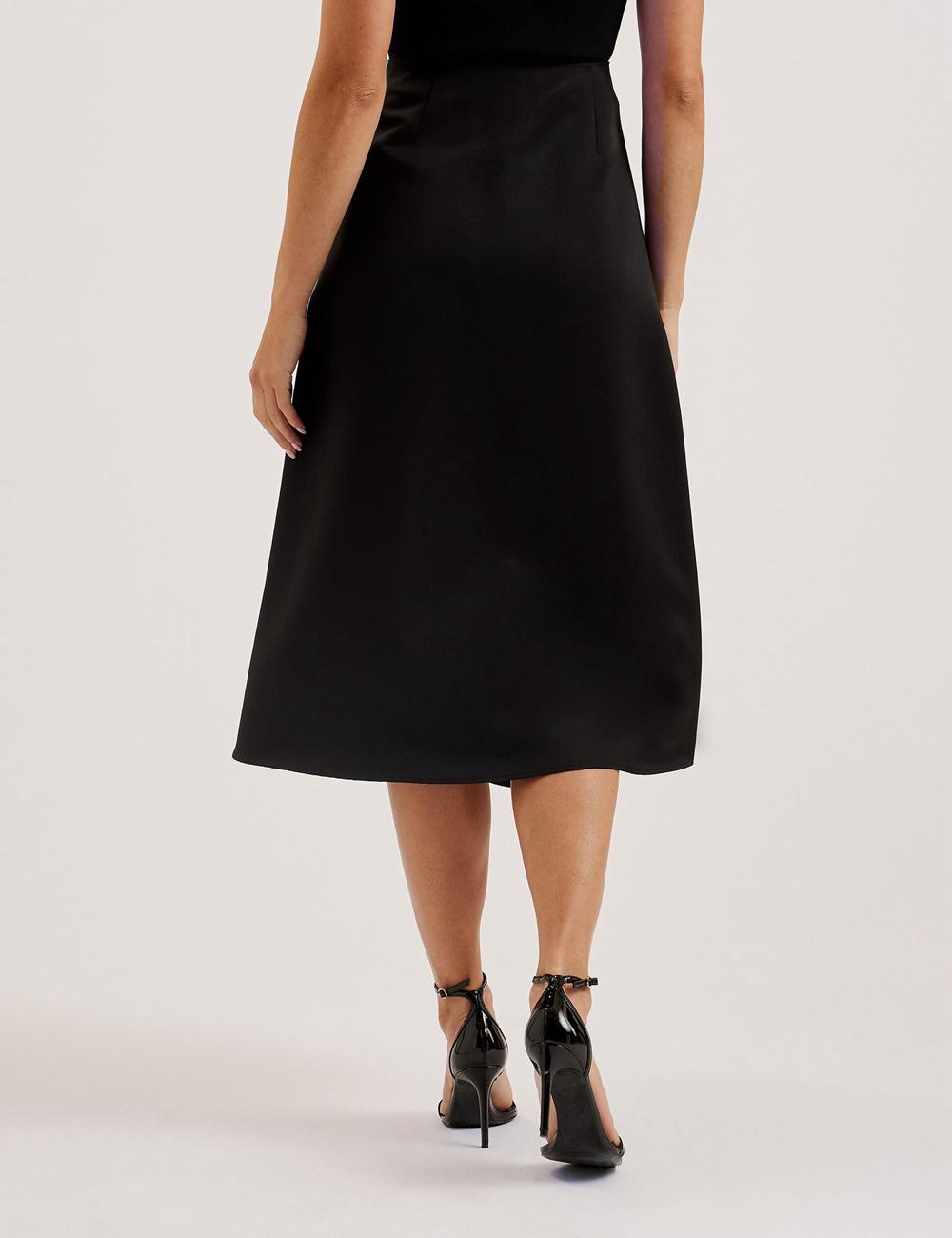 Women Ted Baker ERVA - Asymmetric Satin Wrap Midi Skirts Black | Egypt  BNAGE-9217