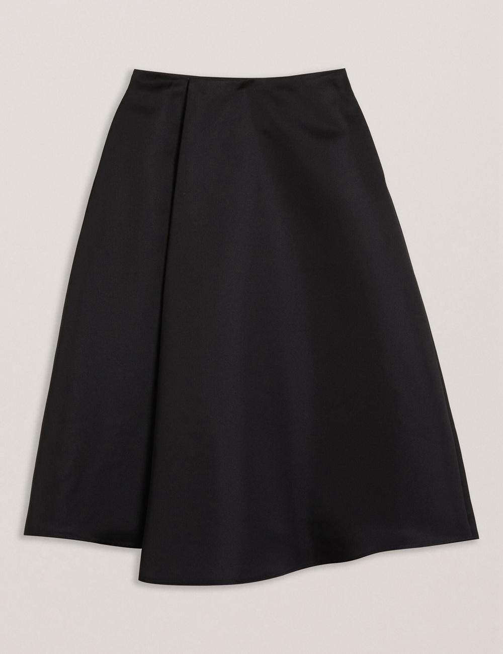 Women Ted Baker ERVA - Asymmetric Satin Wrap Midi Skirts Black | Egypt  BNAGE-9217