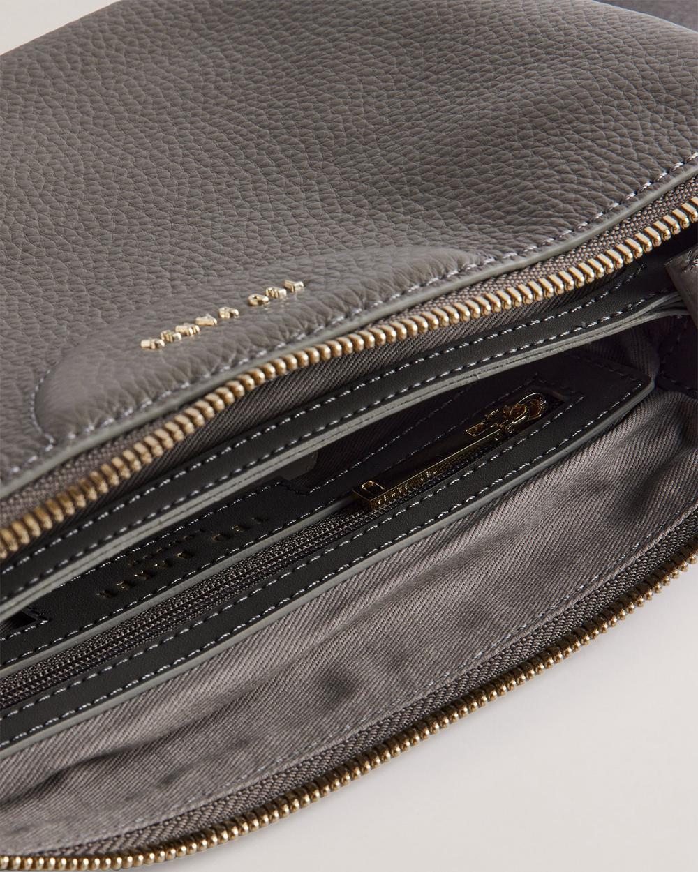 Women Ted Baker ESILLE - Branded Webbing Crossbody Leather Crossbody Bags Mid-Grey | Egypt  KQFPW-3049
