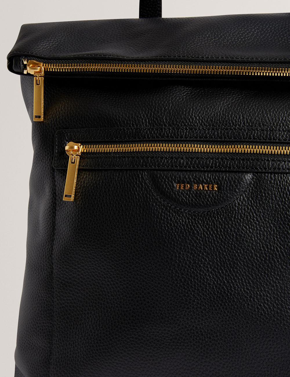 Women Ted Baker ESSAYA - Leather Webbing Strap Fold Over Backpacks Black | Egypt  FPMDI-0497