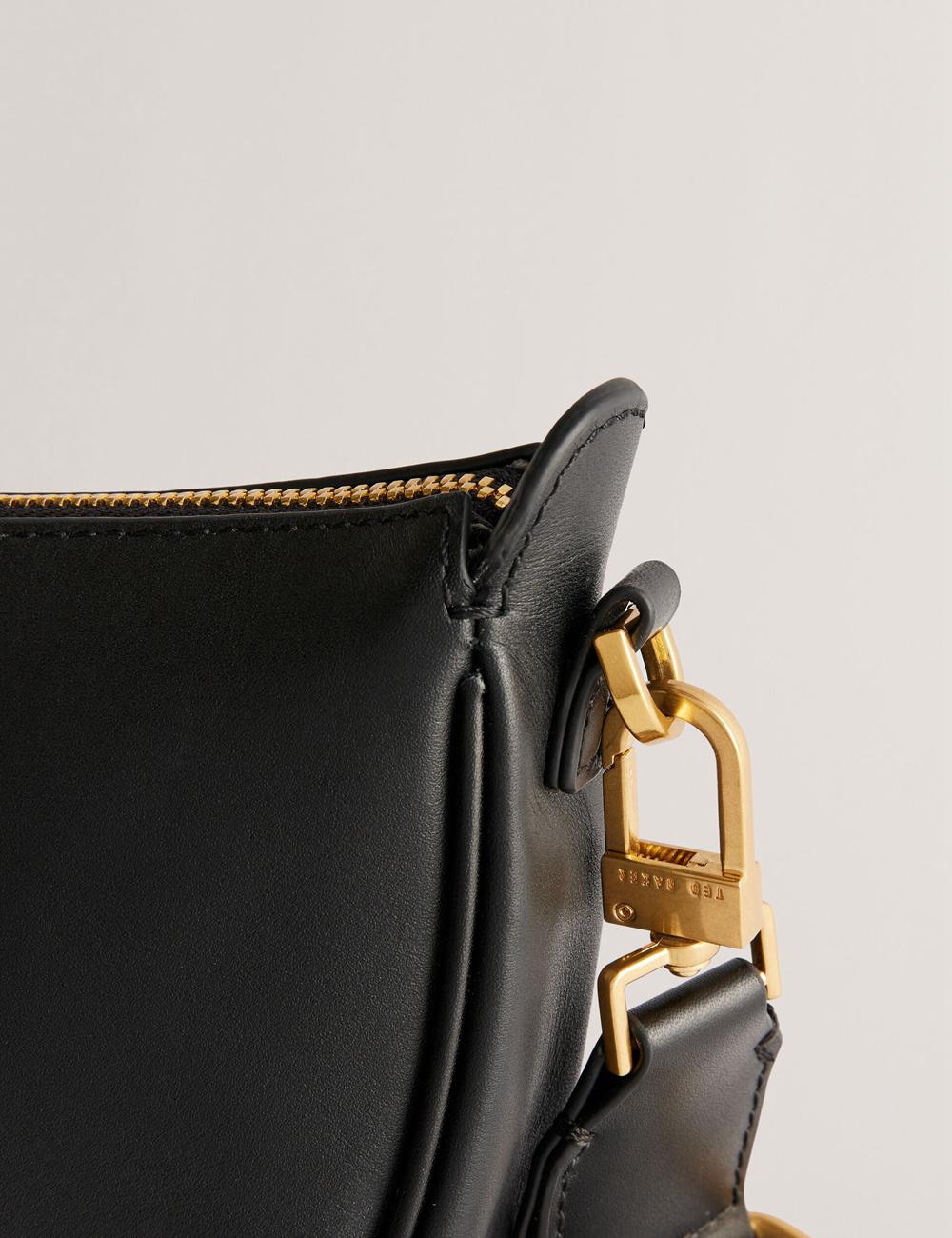 Women Ted Baker ESSINA - Webbing Half Moon Leather Crossbody Bags Black | Egypt  MADQC-2581