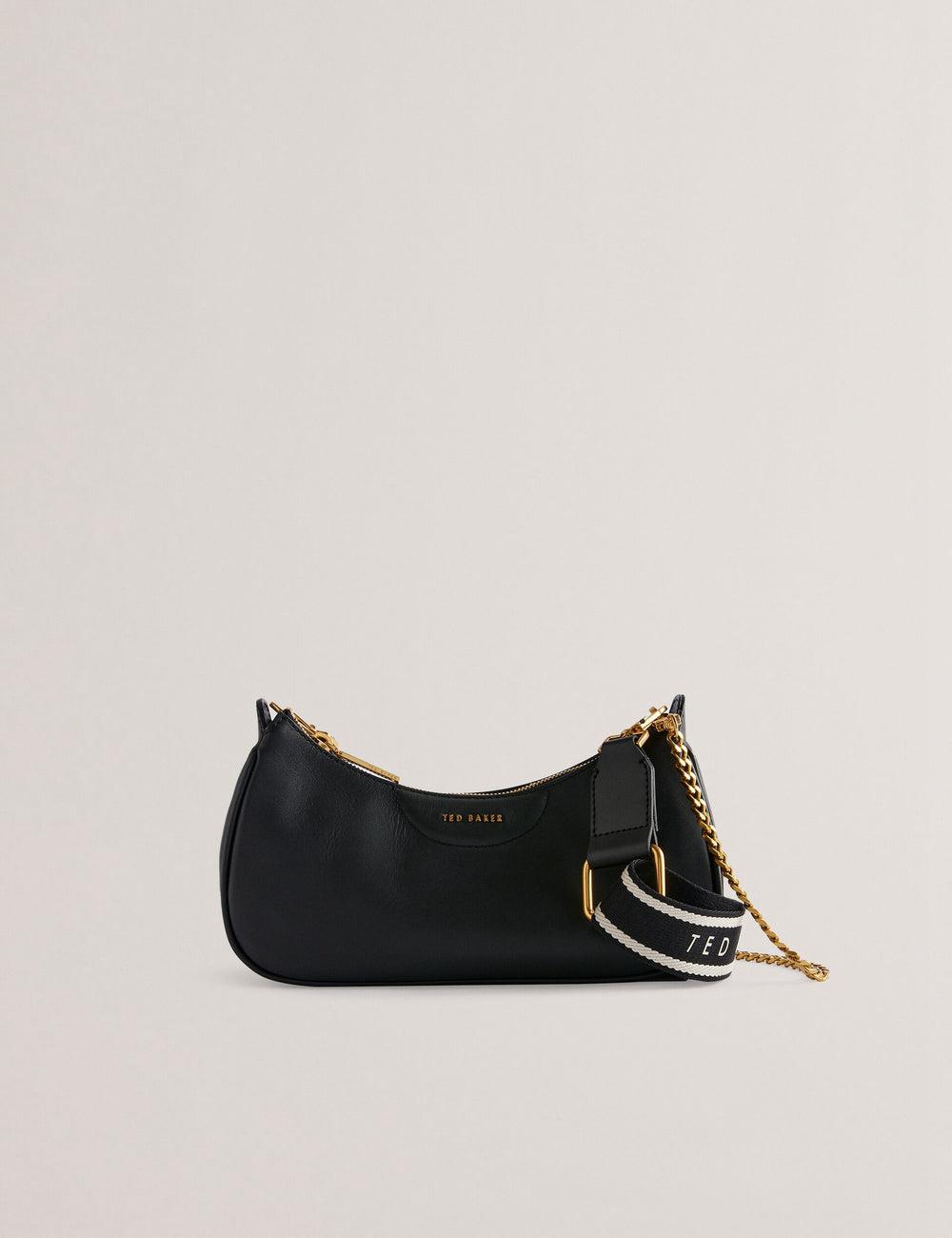 Women Ted Baker ESSIY - Leatheruette With Webbing Strap Shoulder Bags Black | Egypt  SEDRF-3280