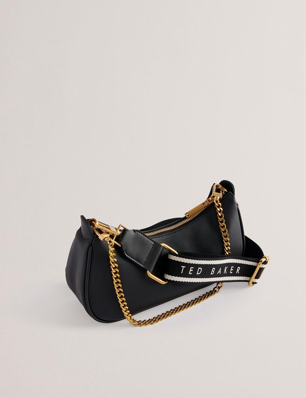 Women Ted Baker ESSIY - Leatheruette With Webbing Strap Shoulder Bags Black | Egypt  SEDRF-3280