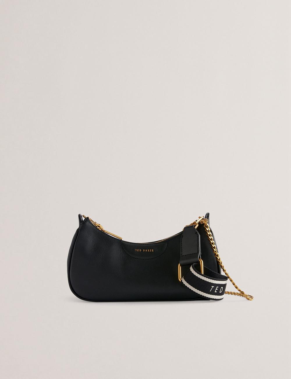 Women Ted Baker ESSIY - Leatheruette With Webbing Strap Shoulder Bags Black | Egypt  SEDRF-3280