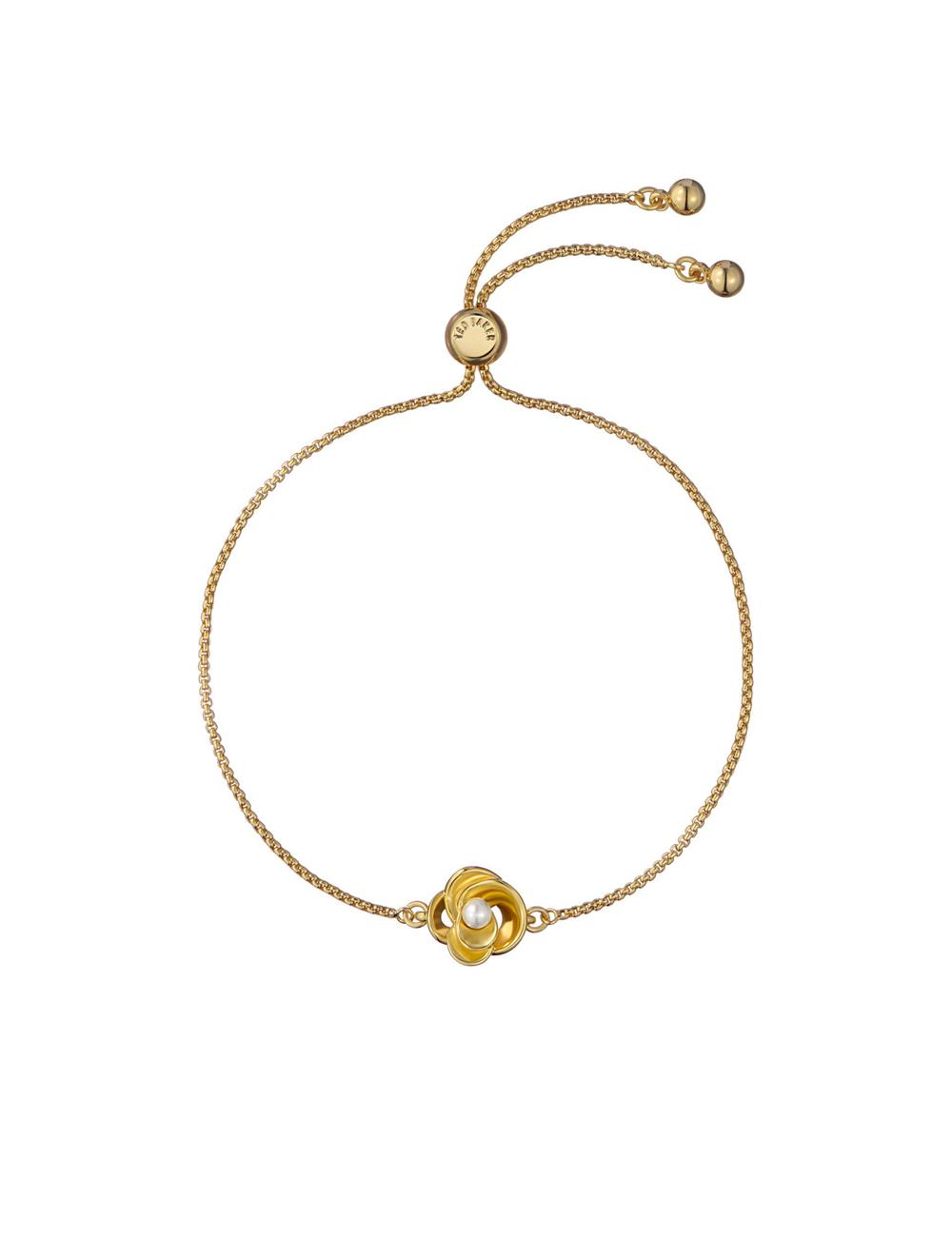 Women Ted Baker FLORIE - Pearl Flower Adjustable Chain Bracelets Gold | Egypt  UKICP-0814