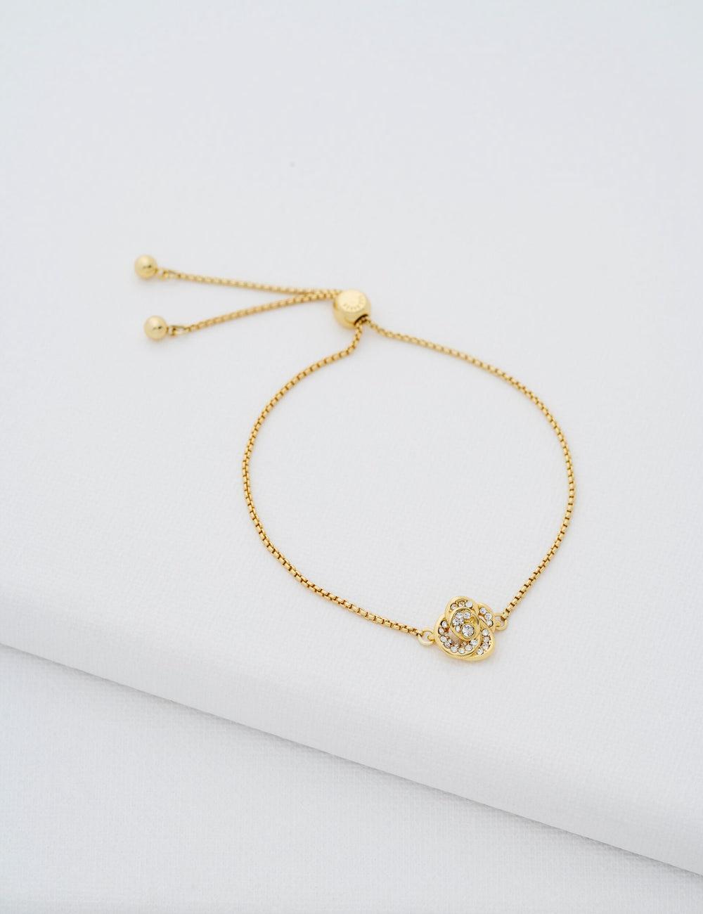 Women Ted Baker FLORINA - Crystal Flower Adjustable Bracelets Gold | Egypt  LVZPW-2940