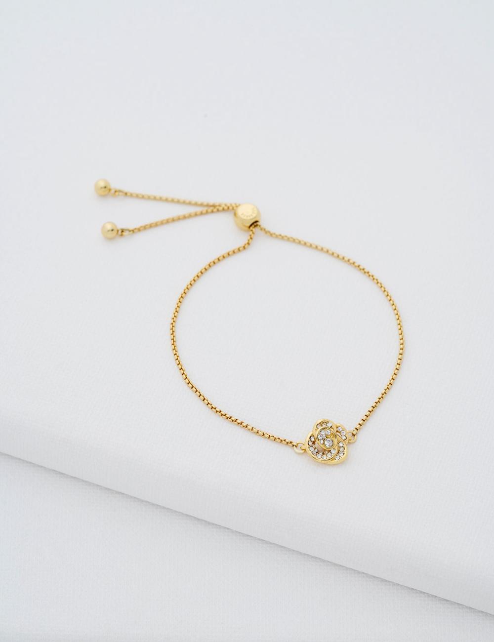 Women Ted Baker FLORINA - Crystal Flower Adjustable Bracelets Gold | Egypt  LVZPW-2940