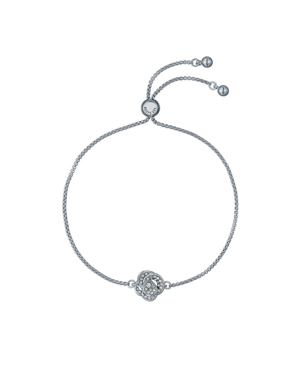 Women Ted Baker FLORINA - Crystal Flower Adjustable Slider Bracelets Silver | Egypt  NMCLZ-9120